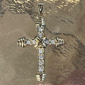 Gold Tone and Crystal Cross Pendant